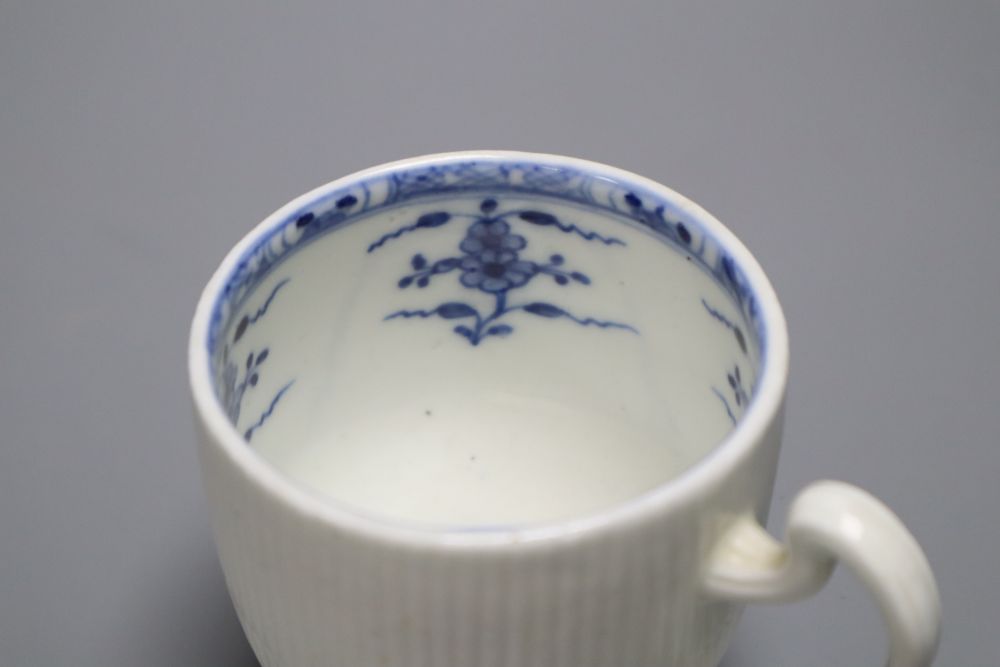 A Tournai covered jug and a similar coffee cup, c.1770 and a similar Zurich puce saucer, c.1775 (4), jug 16cm, ex Klaber & Klaber